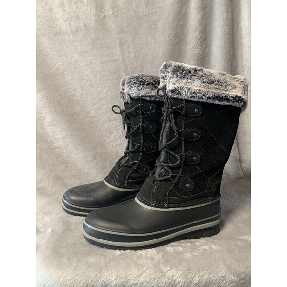 Khombu Winter Boots Womens 9 M Black Ellie Suede Faux Fur -20 Degrees Rated Cozy - Picture 2 of 16